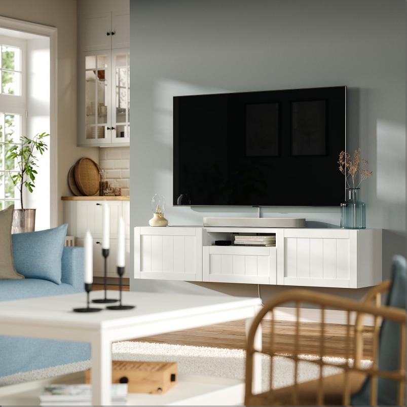 BESTA ベストー テレビ台 - ホワイト/ピープマカレ ホワイト 180x42x39cm