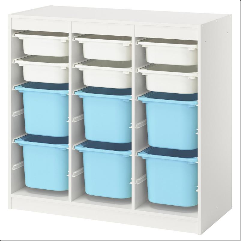 TROFAST トロファスト 収納コンビネーション - ルームディバイダ―/ホワイト ライトブルー 99x44x95cm