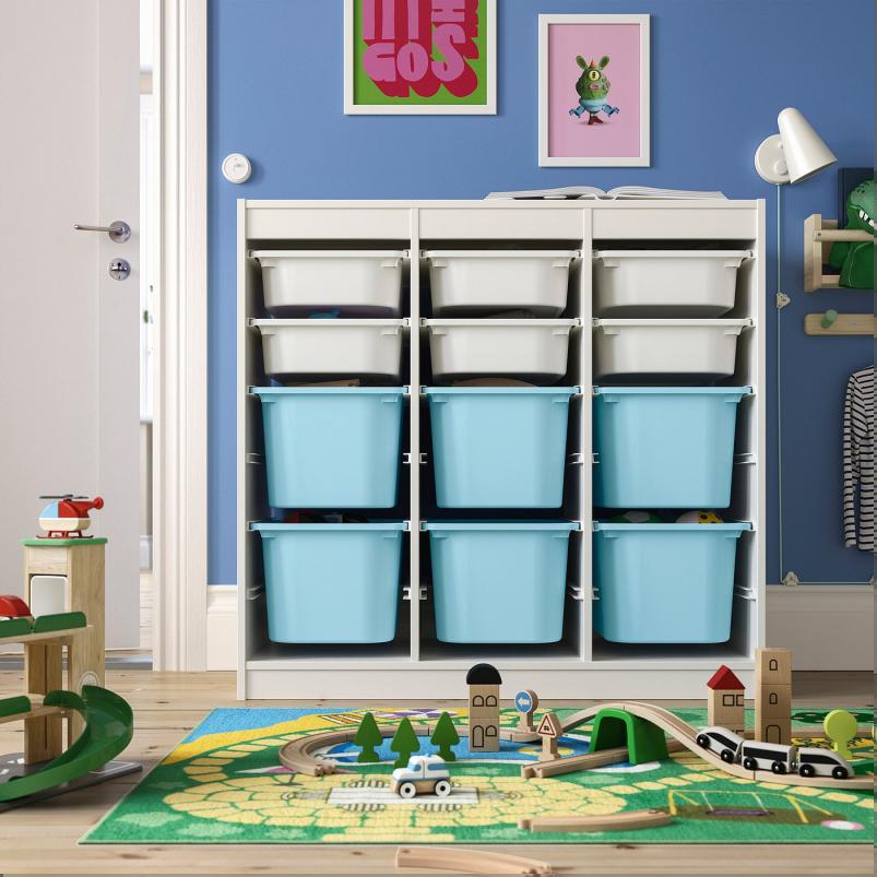 TROFAST トロファスト 収納コンビネーション - ルームディバイダ―/ホワイト ライトブルー 99x44x95cm