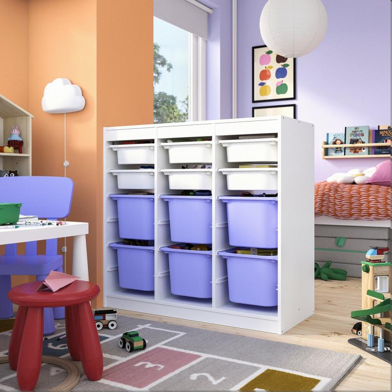 TROFAST トロファスト 収納コンビネーション - ルームディバイダ―/ホワイト ライラック 99x44x95cm