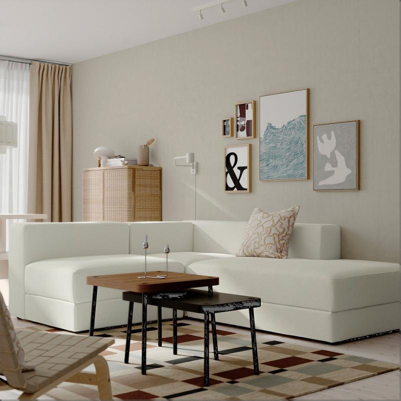 JATTEBO イェッテボ 2.5人掛けモジュールコーナーソファ 寝椅子付き - 右/アクスヴァラ オフホワイト