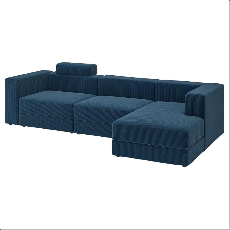 JATTEBO イェッテボ 4人掛けモジュールソファ 寝椅子付き - 右 ヘッドレスト付き/サムサーラ ダークブルー
