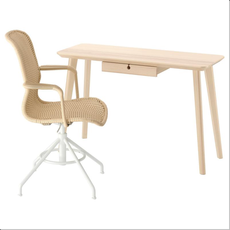 LISABO リーサボー / STIGBYGEL スティグビゲル デスク&チェア - アッシュ材突き板 ベージュ/ホワイト