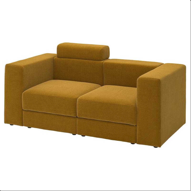 JATTEBO イェッテボ 2人掛けモジュールソファ - ヘッドレスト付き/サムサーラ イエローブラウン