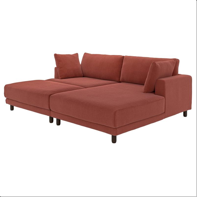 UPPAKRA ウッポークラ 3人掛けモジュールソファ - 寝椅子付き 右 フットスツール付き/サムサーラ ブラウンレッド