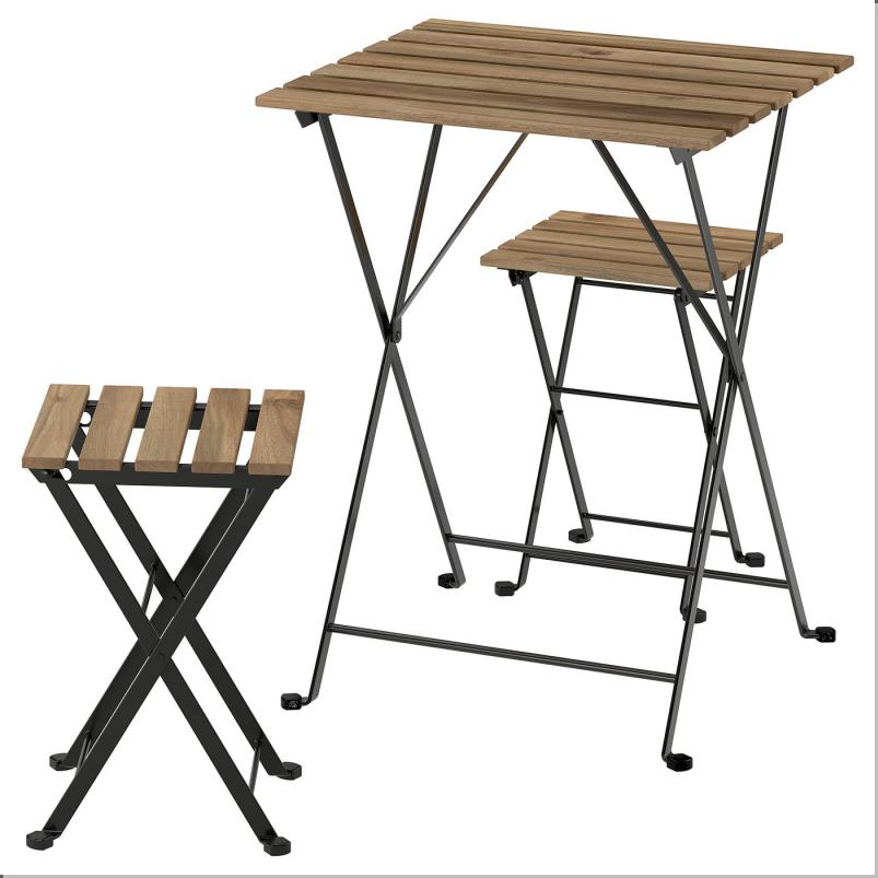 TARNO テルノー テーブル＆スツール2台 屋外用 - 折りたたみ式/折りたたみ式 55x54cm