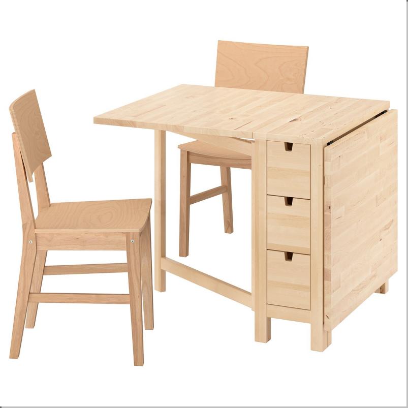 NORDEN ノールデン / KARSKAR カールシェール テーブル＆チェア2脚 - バーチ/ゴムノキ 26/89/152cm