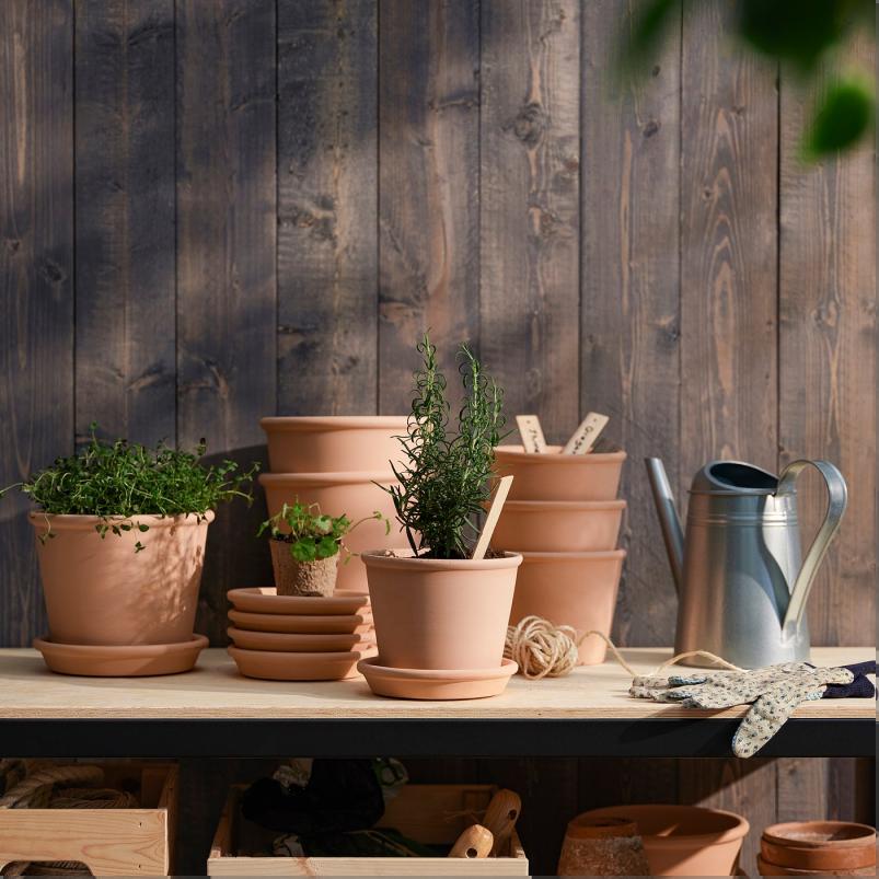 MUSKOTBLOMMA ムスコットブロマ 植木鉢 受け皿付き - 室内/屋外用 テラコッタ 15cm