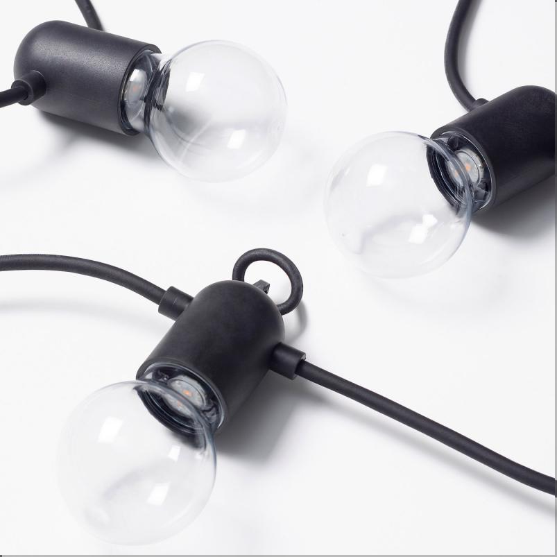 SVARTRA スヴァルトロー LEDライトチェーン 全12球 - ブラック/室内用