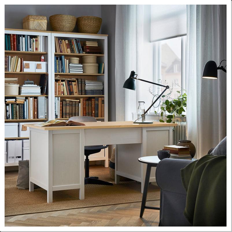HEMNES ヘムネス デスク - ホワイトステイン/ライトブラウン 155x65cm