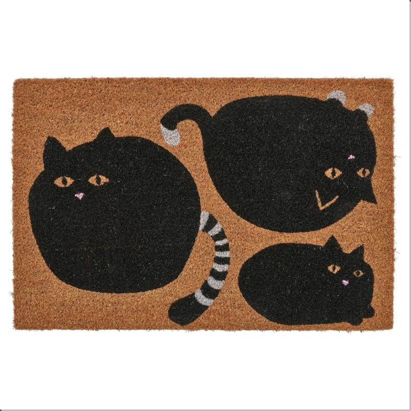 VAGTYP ヴェグティプ 玄関マット - ネコ ブラック/ナチュラル 40x60cm