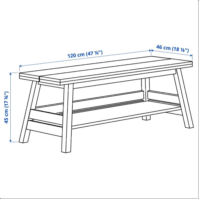 SKOGSTA スコグスタ ベンチ 収納付き - アカシア材/ブラック 120cm