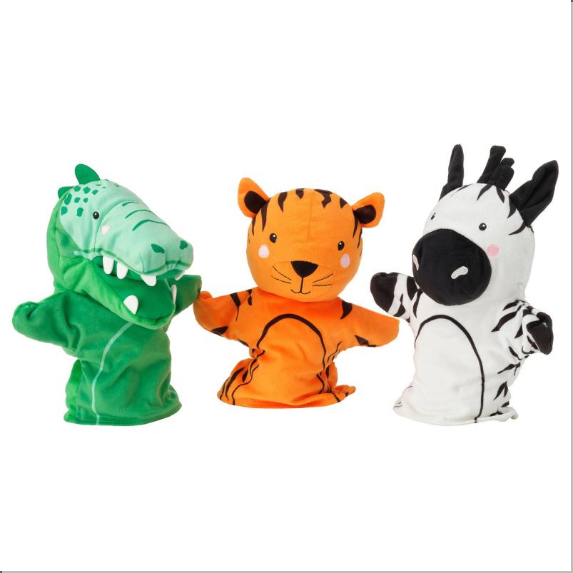 NATTHAGER ナットヘーゲル ハンドパペット3点セット - クロコダイル シマウマ/トラ マルチカラー