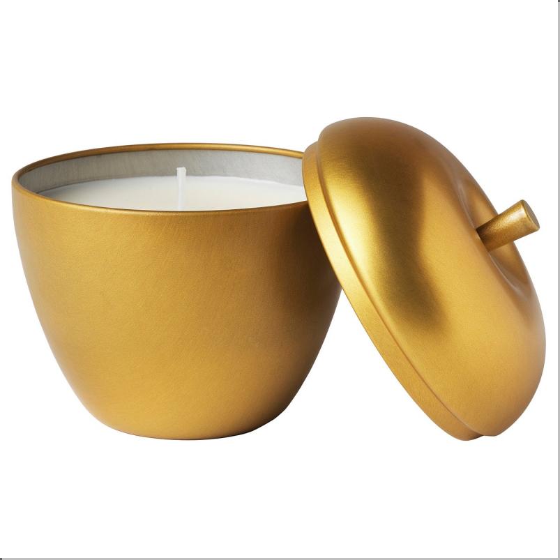 VINTERFINT ヴィンテルフィント アロマキャンドル メタル缶入り - リンゴ形/アップル＆シナモン ゴールドカラー 24 時間