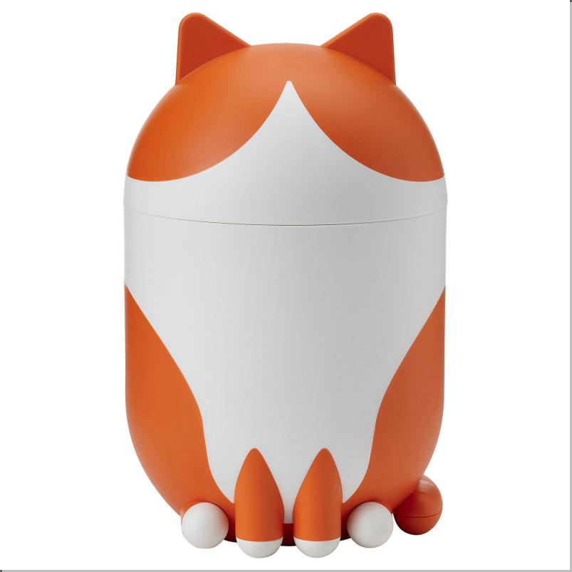 GREJSIMOJS グレイシモイス 収納 ふた付き - ネコ型 オレンジ/ホワイト