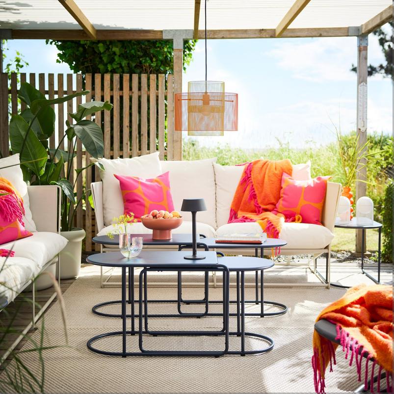 GRYTSHOLM グリツホルム ネストテーブル2点セット - 屋外用/ブラックブルー