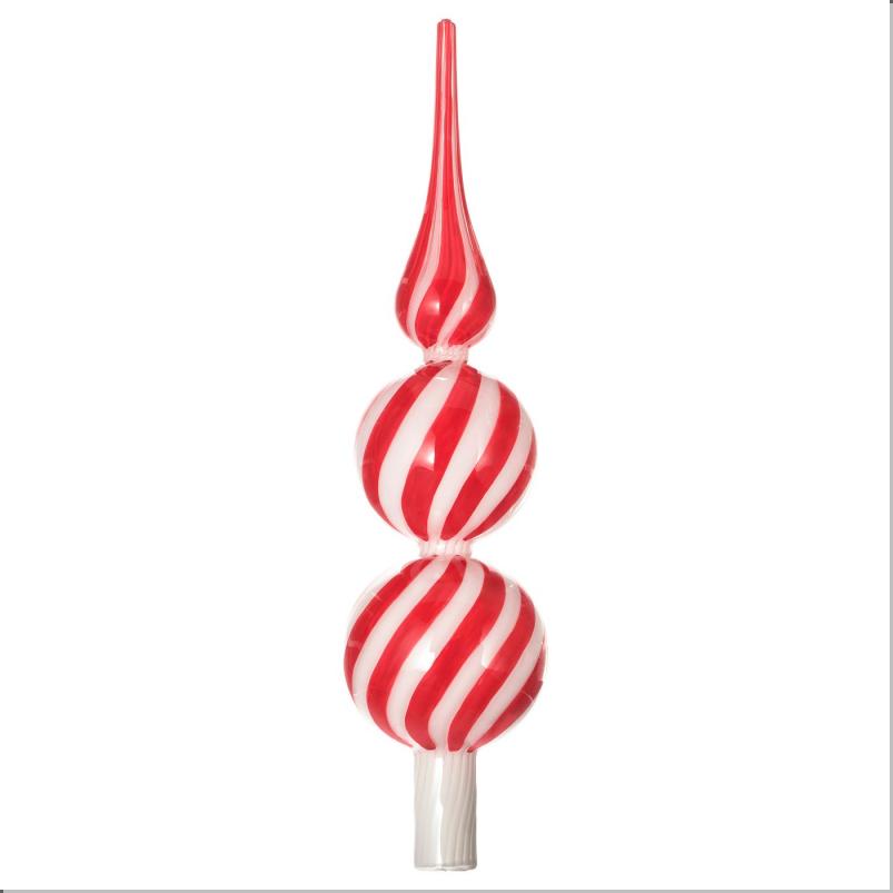 VINTERFINT ヴィンテルフィント クリスマスツリー トップスパイア - ガラス レッド/ホワイト 28cm