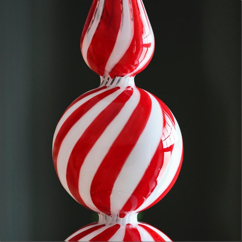 VINTERFINT ヴィンテルフィント クリスマスツリー トップスパイア - ガラス レッド/ホワイト 28cm