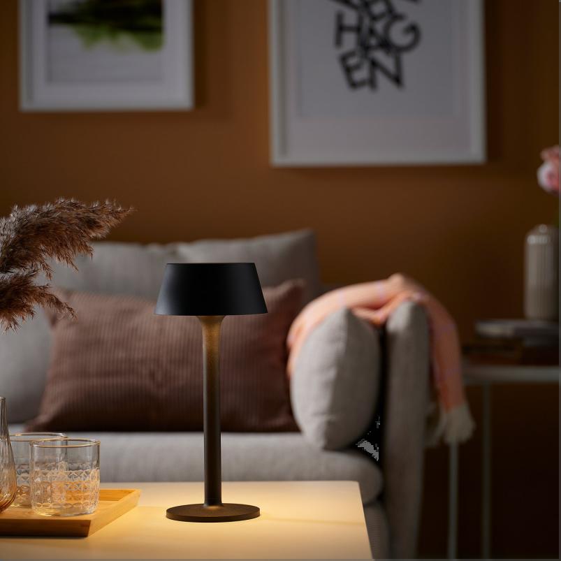 AVHÅLL アヴホール LEDポータブルランプ - 電池式 調光可能/ブラック 屋外用 29 cm