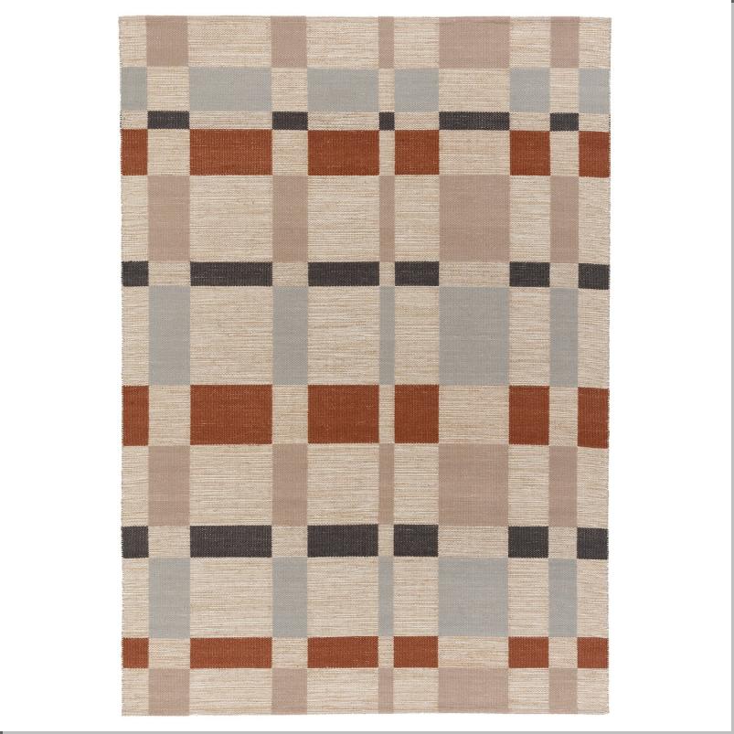 BLÅLJUS ブローユース ラグ 平織り - 手織り ナチュラル/グレー/ブラウン チェック 170x240 cm
