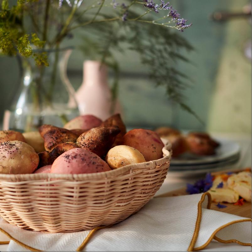 SMÖRFISK スモールフィスク ブレッドバスケット - 籐 27x8 cm