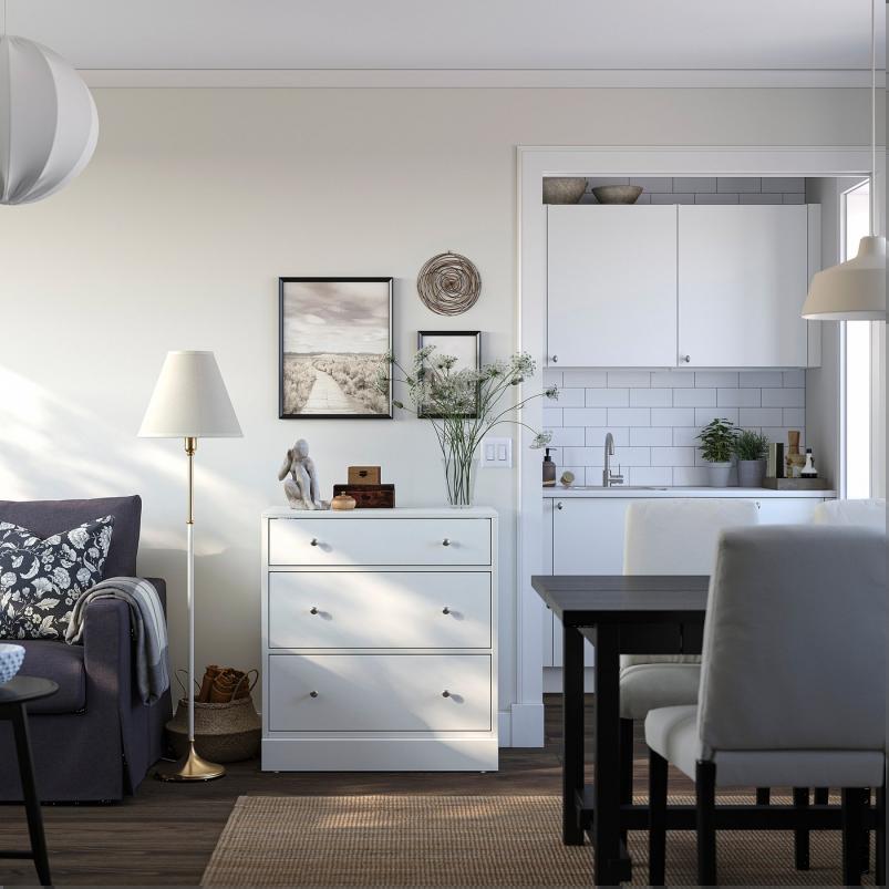 HAVSTA ハーヴスタ チェスト（引き出し×3） - ホワイト 81x47x89cm