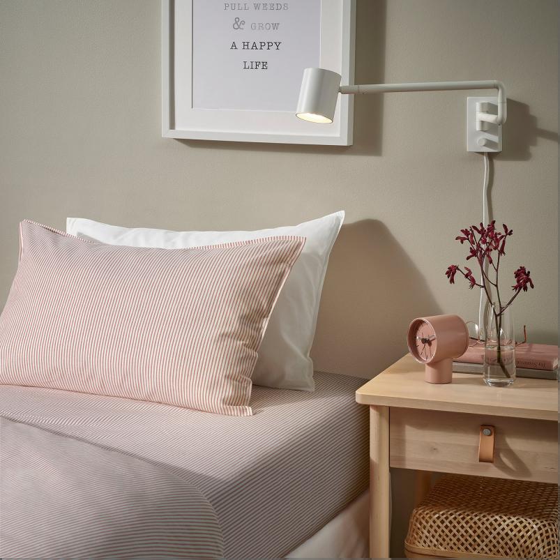 SOLFIBBLA ソルフィブラ ボックスシーツ - ホワイト レッド/ストライプ 120x200cm