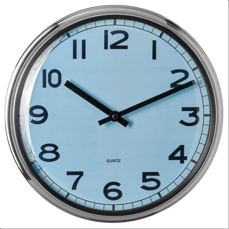 PUGG プッグ 静音 掛け時計 - ステンレススチール/ターコイズ 32cm