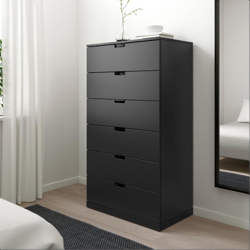 NORDLI ノールドリ チェスト（引き出し×6） - チャコール 80x145cm