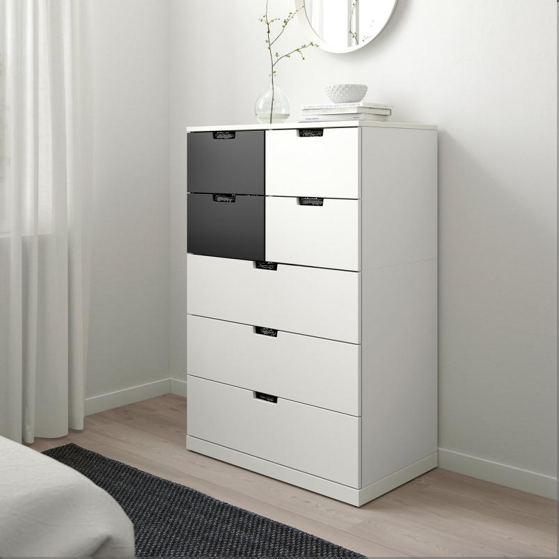 NORDLI ノールドリ チェスト（引き出し×7） - ホワイト/チャコール 80x122cm