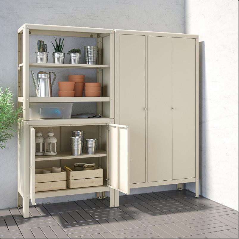 KOLBJORN コールビョーン シェルフユニット キャビネット2付き - ベージュ 171x37x161cm