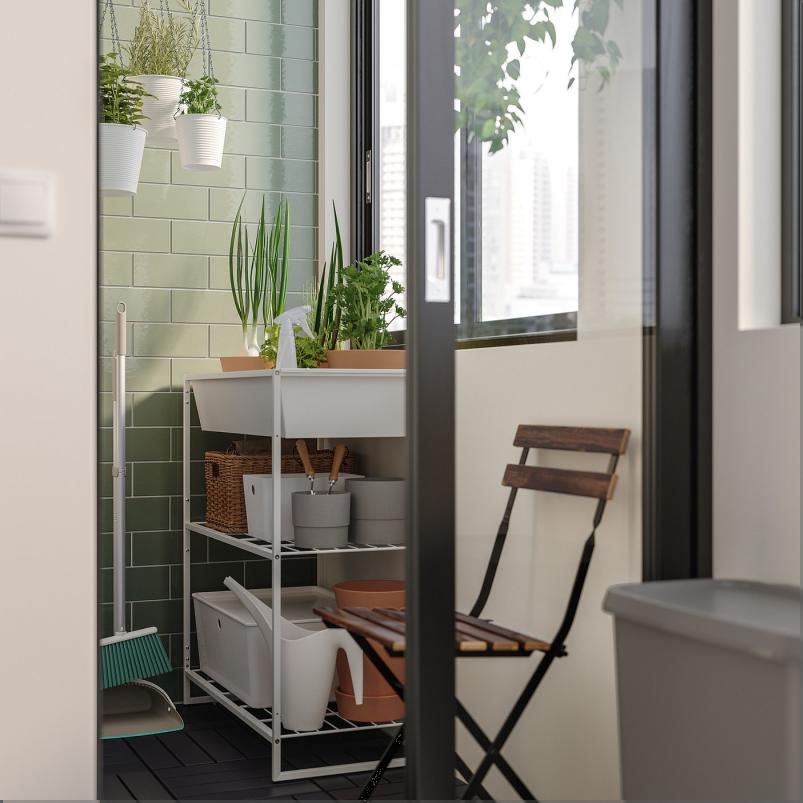 JOSTEIN ヨースタイン シェルフユニット 小物入れ付き - 室内/屋外用/ワイヤー ホワイト 81x40x90cm