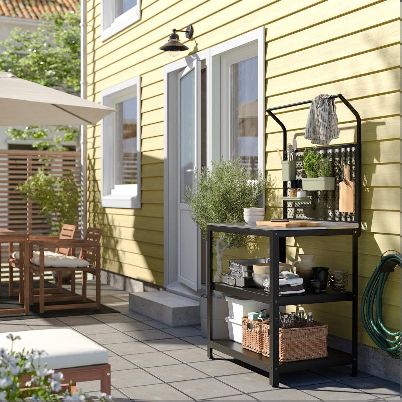 GRILLSKAR グリルシェール アイランドキッチン バックパネル付き - ステンレススチール/屋外用 86x61x176cm
