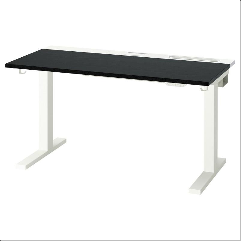 MITTZON ミッツォーン デスク 昇降式 - 100V ブラックステインアッシュ材突き板/ホワイト 120x60cm