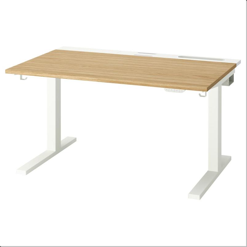 MITTZON ミッツォーン デスク 昇降式 - 100V オーク材突き板/ホワイト 120x80cm