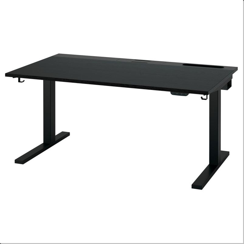 MITTZON ミッツォーン デスク 昇降式 - 100V ブラックステインアッシュ材突き板/ブラック 140x80cm