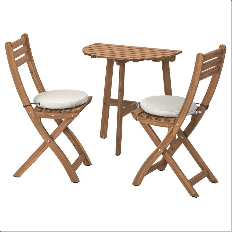 ASKHOLMEN アスクホルメン テーブル 壁取り付け式＆折りたたみチェア2 屋外用