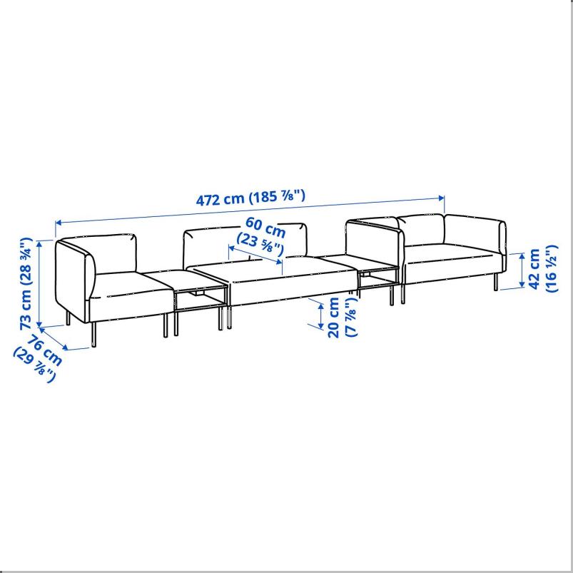 LILLEHEM リレヘム 5人掛けモジュールソファ サイドテーブル付き - グンナレド/ブラウンレッド 木製