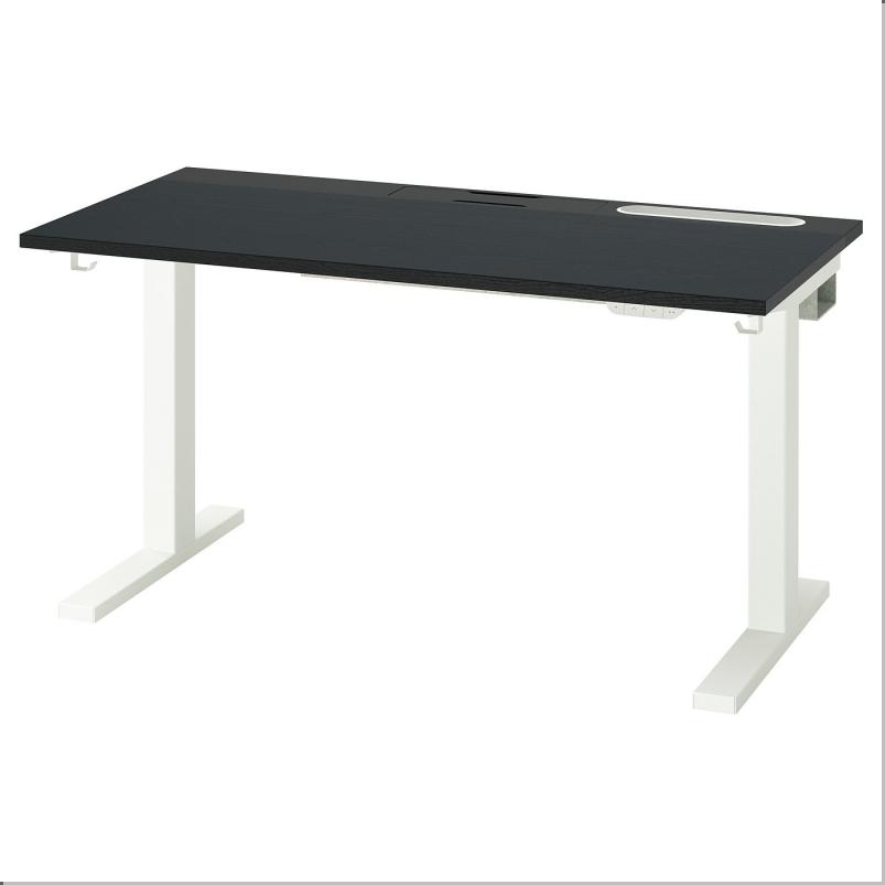 MITTZON ミッツォーン デスク 昇降式 - 100V ブラックステインアッシュ材突き板/ブラック ホワイト 120x60cm
