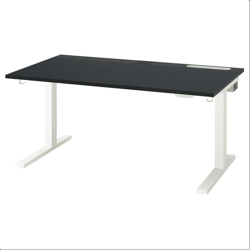 MITTZON ミッツォーン デスク 昇降式 - 100V ブラックステインアッシュ材突き板/ブラック ホワイト 140x80cm