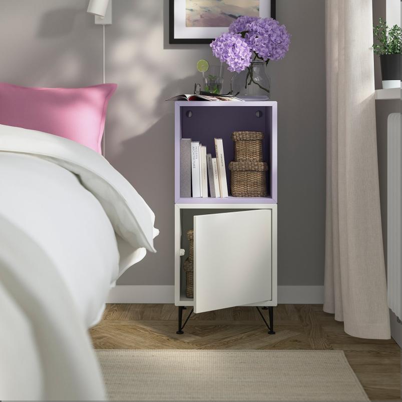 EKET エーケト キャビネットコンビネーション 脚付き - ホワイト ペールライラック/メタル ブラック 35x35x80cm