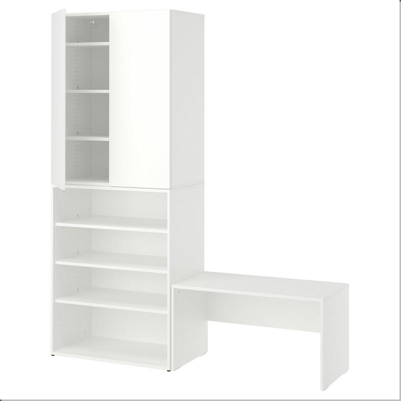 LASTARE ラスタレ 収納コンビネーション - ホワイト/ベンチ付き 170x42x200cm