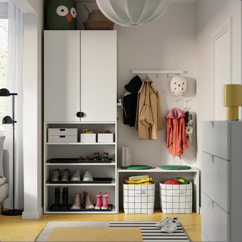 LASTARE ラスタレ 収納コンビネーション - ホワイト/ベンチ付き 170x42x200cm