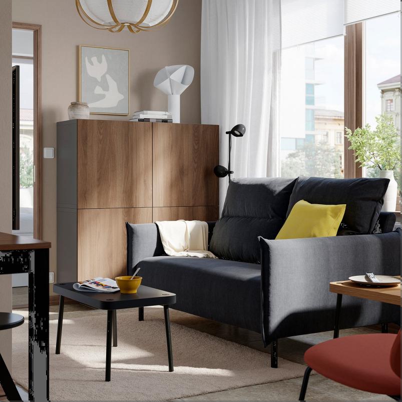 MANNARP マッナルプ 2人掛けソファ - サクセマーラ ブラックブルー