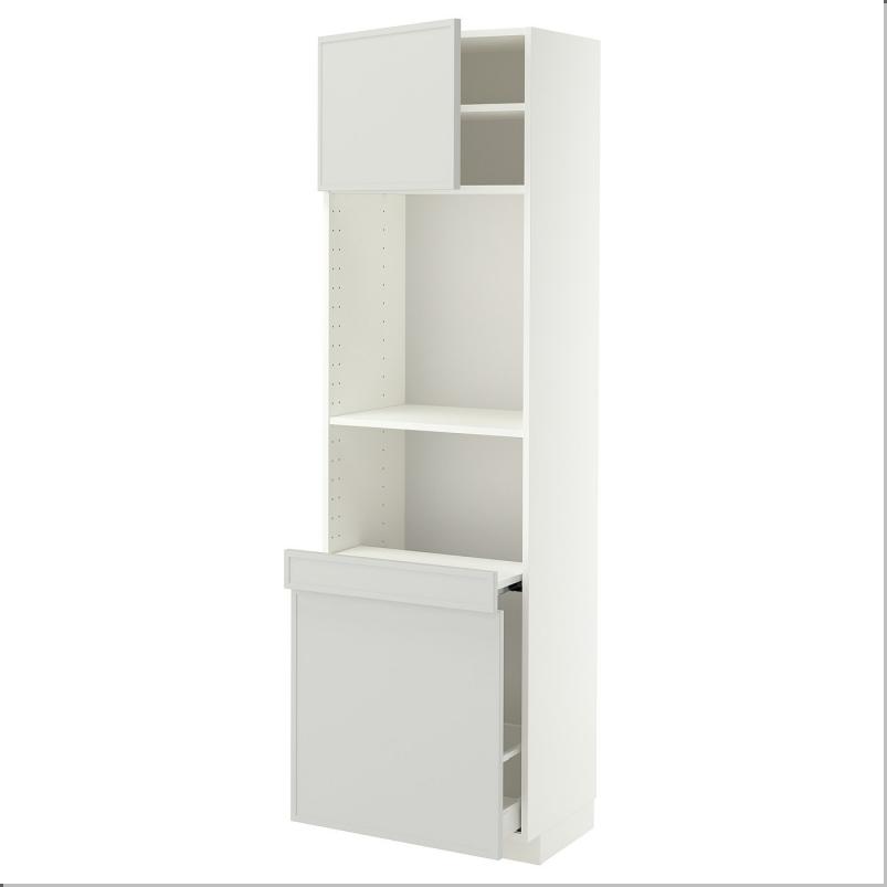 METOD メトード / MAXIMERA マキシメーラ ハイキャビネット 引き出し式収納/扉1枚付き - ホワイト/アスプゥデン ライトグレー 60x41x200cm