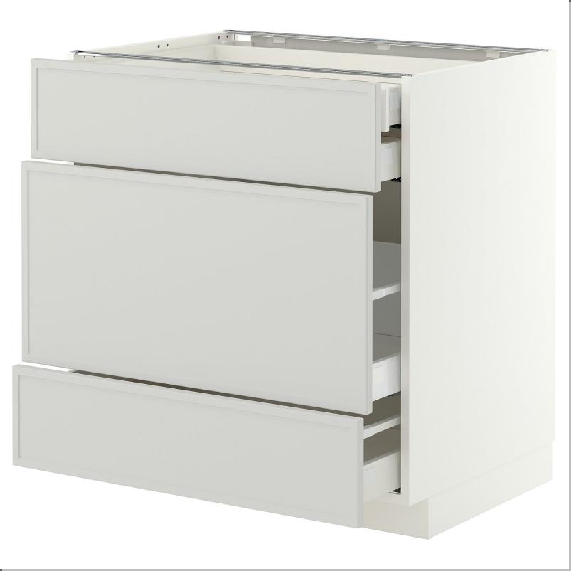 METOD メトード / MAXIMERA マキシメーラ ベースキャビネット 引き出し前部3枚/引き出し4個付き - ホワイト/アスプゥデン ライトグレー 80x60x80cm
