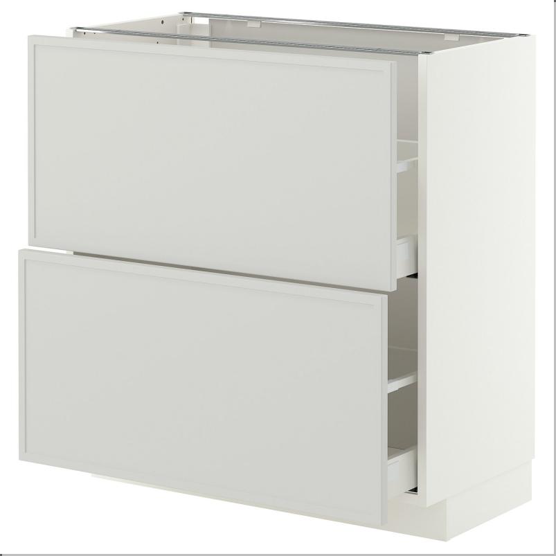 METOD メトード / MAXIMERA マキシメーラ ベースキャビネット 引き出し2段付き - ホワイト/アスプゥデン ライトグレー 80x41x80cm