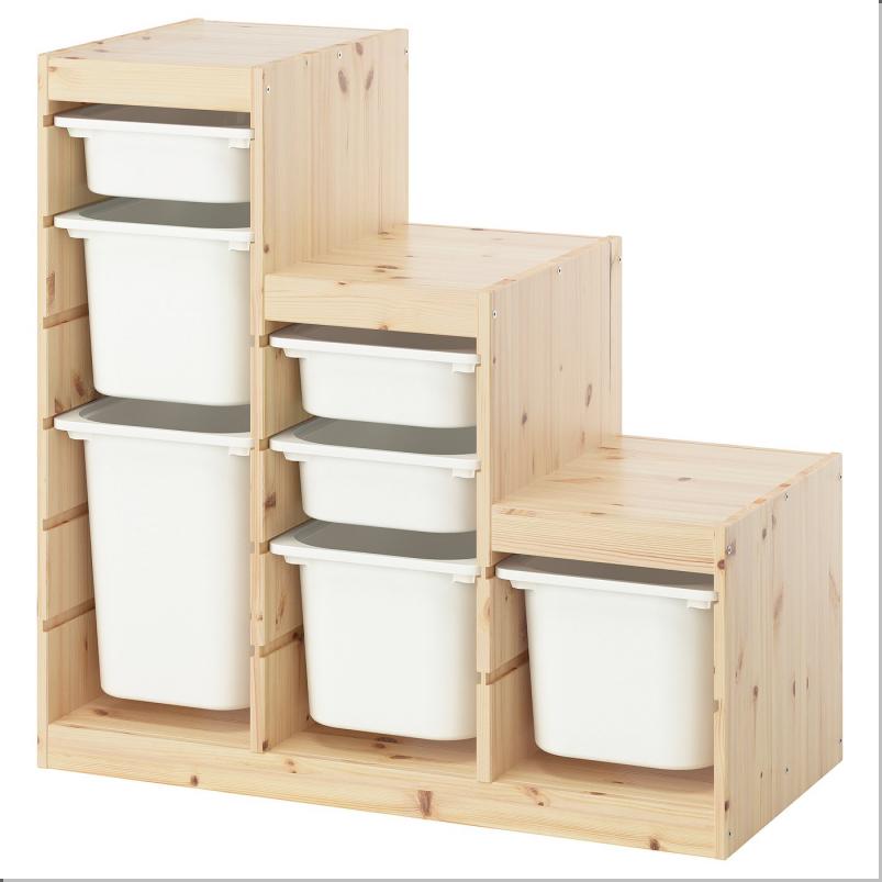 TROFAST トロファスト 収納コンビネーション - ライトホワイトステインパイン/ホワイト 94x44x91 cm