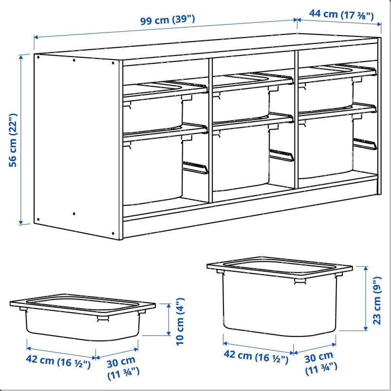 TROFAST トロファスト 収納コンビネーション - ホワイト ホワイト/レッド 99x44x56 cm