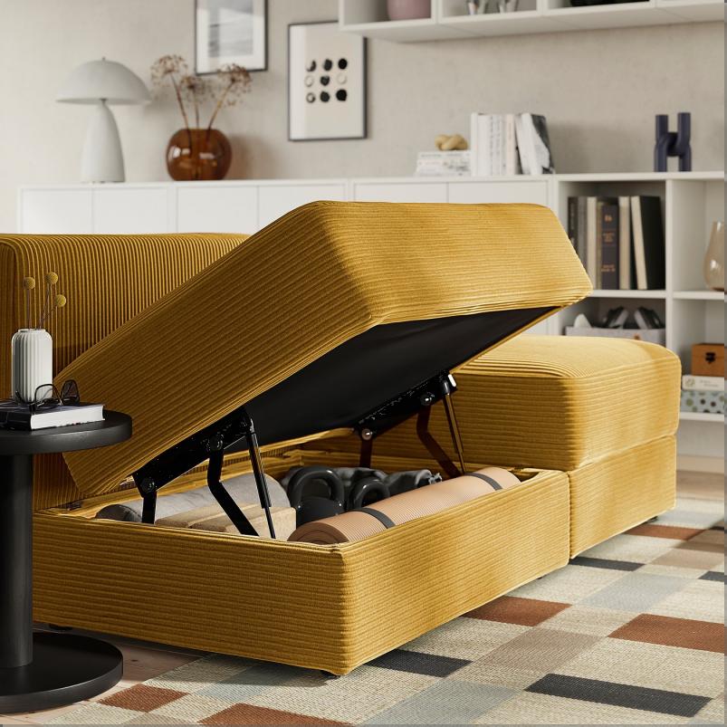 JATTEBO イェッテボ 1.5人掛けモジュール 収納付き - サムサーラ イエローブラウン